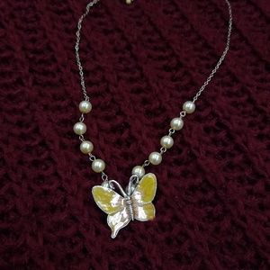 2/$15 Butterfly and pearl necklace